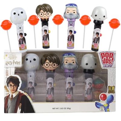 Limited Edition Harry Potter Pop Ups Gift Set, Individually Wrapped Suckers with Character Lollipop Holders, Strawberry Flavored, 2.82 Ounces