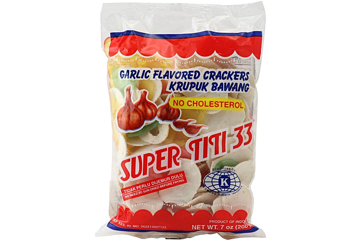 Kerupuk Bawang Warna (Garlic Flavored Crackers) - 7oz Pack of 3