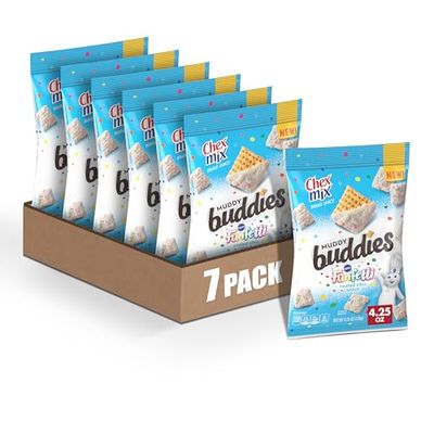 Chex Mix Muddy Buddies, Pillsbury Funfetti Snack Mix, 4.25 oz (Pack of 7)