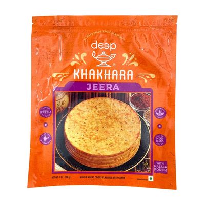 Deep Jeera Khakhara - 7 oz | 100% Natural Ingredient | Thin &amp; Crispy | Traditional Gujrati Indian Ready to Eat Snacks | Tasteful &amp; Healthy | Hygienically Vacuum Packed | Serve with Tea &amp; Coffee