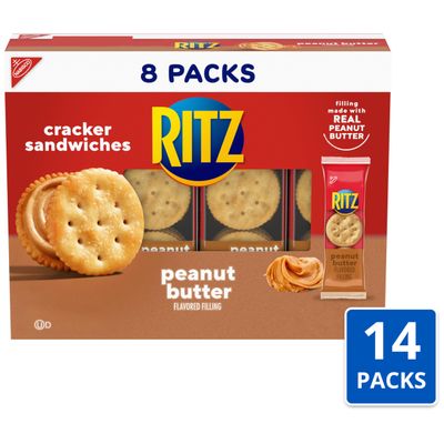 Ritz Peanut Butter Sandwich Crackers, 112 Snack Packs (14 Boxes, 6 Crackers Per Pack)