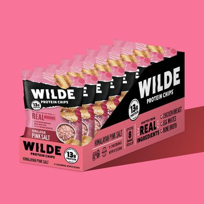 Wilde Protein Chips, Himalayan Pink Salt (1.34 Ounce Bags, Pack of 8 Bags) Crafted From Real Ingredients: Chicken Breast, Egg Whites, Chicken Bone Broth, Sugar Free, High Protein, Keto Friendly,
