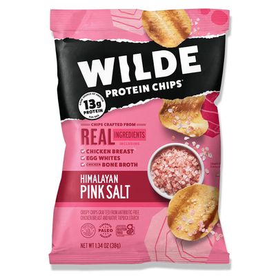 Wilde Protein Chips, Himalayan Pink Salt (1.34 Ounce Bags, Pack of 8 Bags) Crafted From Real Ingredients: Chicken Breast, Egg Whites, Chicken Bone Broth, Sugar Free, High Protein, Keto Friendly,