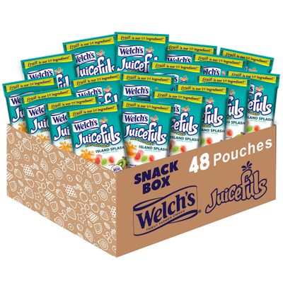 Welch&#39;s Juicefuls Juicy Fruit Snacks, Island Splash, Fruit Gushers, Bulk Pack, Perfect for School Lunches, Gluten Free, Individual Single Serve Bags, 1 oz (Pack of 48)
