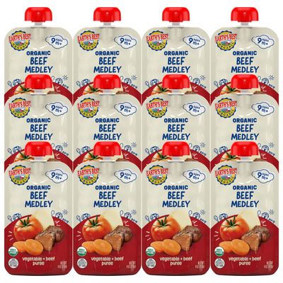 Earth&#39;s Best Vegetable  Beef Puree Organic Beef Medley 4oz Pouch (Pack of 12)