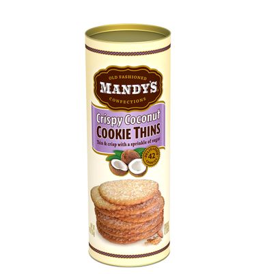 Mandy&#39;s Cookie Thins, Crispy Coconut, 4.6 Ounce (Pack of 6)