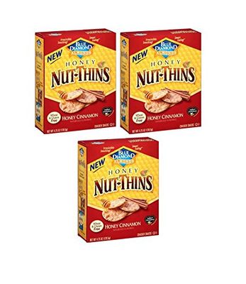 Blue Diamond Almond Nut Thins Multi Pack Gluten Free Crackers 14 Available Flavors (Honey Cinnamon, 3 count)