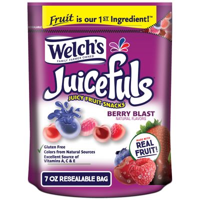 Welch&#39;s Juicefuls Juicy Fruit Snacks, Berry Blast, Fruit Gushers, Gluten Free, Sharing Size Bags, 7 oz (Pack of 1)