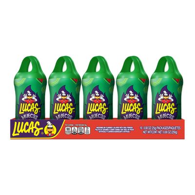 Lucas Muecas Lollipop Watermelon Flavor Candy, 0.96oz - 10 Pieces Pack for Treats, Snack, Parties, Piatas