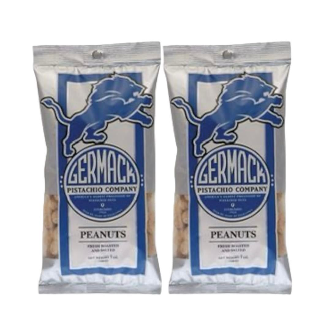Germack Pistachio Company, Detroit Football In-Shell Peanuts, Fresh Roasted and Salted, 7oz. Bag, Set of 2