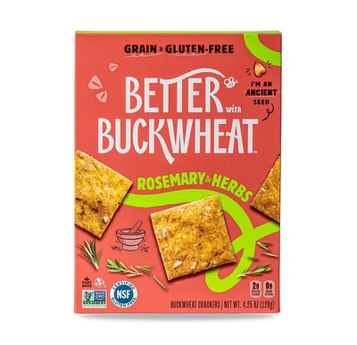 Better with Buckwheat Rosemary &amp; Herbs Crackers, Complete Protein, Gluten-Free Crackers, Healthy Snack Crackers, Grain-Free, Non-GMO, Sugar-Free - Pair with Cheese, Hummus &amp; Dips