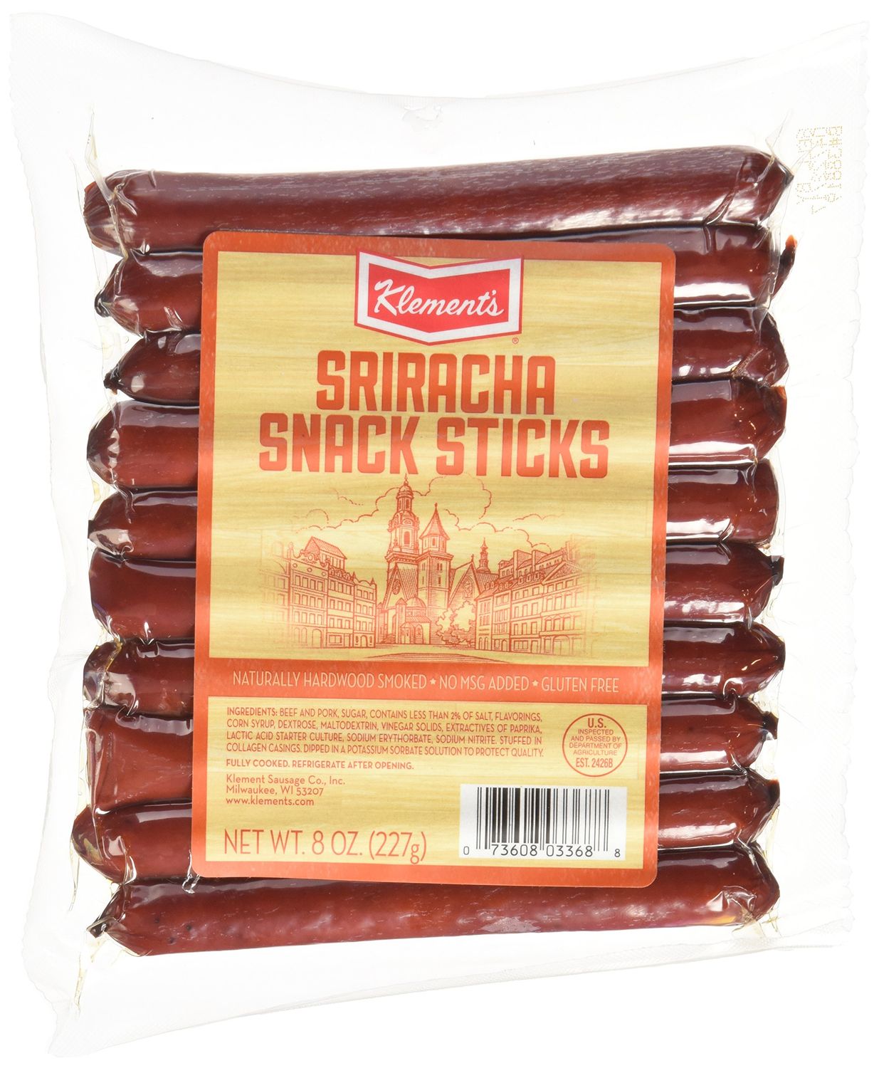 Klement&#39;s Snack Sticks, Sriracha, 8 Ounce