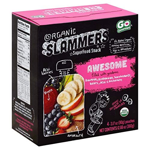 Organic Slammers. Crushed Superfood Snacks. Awesome Strawberry &amp; Acai. 3.17 0z. 4 Count.