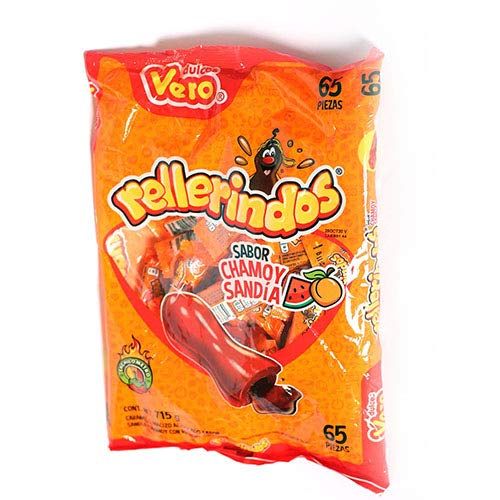 Vero Mexican Tamarindo Candy Rellerindos New Chamoy Sandia Flavor - 65 Pieces Count Limited edition Tamarindo Shaped Flavored spicy intense tasty mexican hard caramel candy snacks Misc.