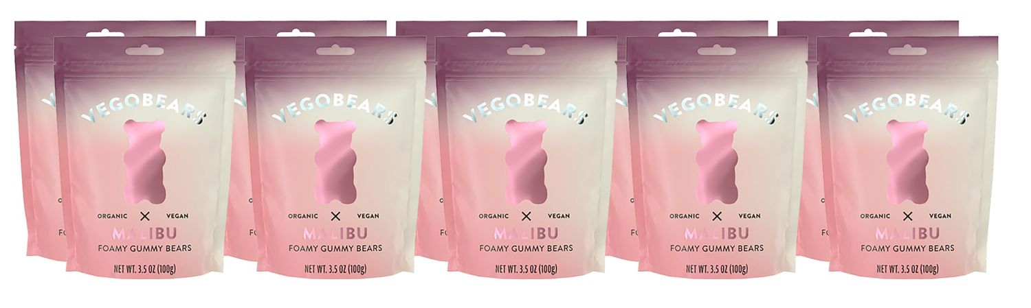 Candy People VegoBears Vegan Gummy Bears Organic Gummy Bears, Non-GMO 3.5 Ounce (10 Pack) (Malibu)
