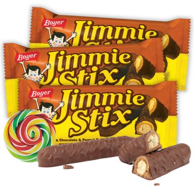 Chocolate and Peanut Butter Covered Pretzel Sticks with Swirl Sticker, Boyers Jimmie Stix, Sweet and Salty Treat, 2 per Sleeve, 1.8 Ounces, (Pack of 3)