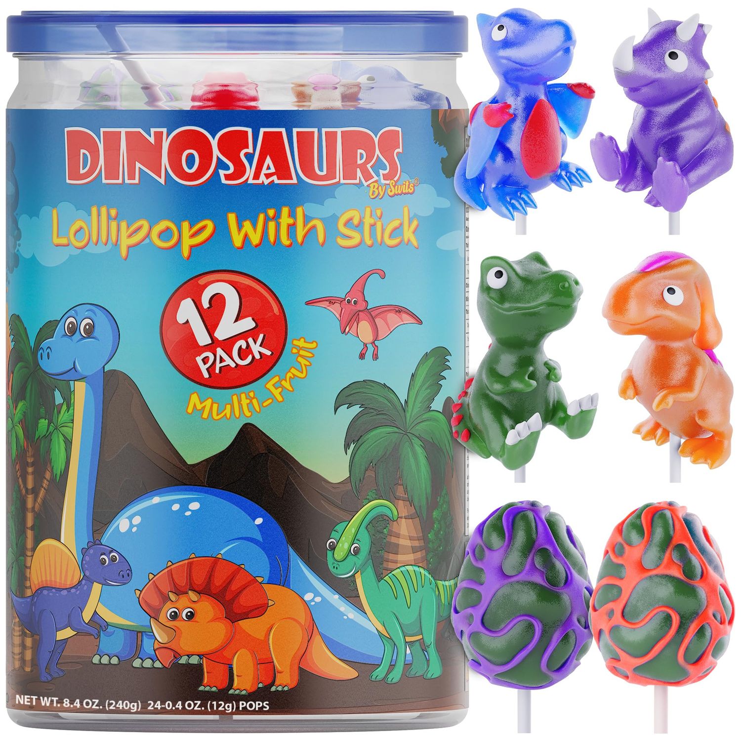 Dinosaur Lollipops 12pk- Dinosaur Candy For Dinosaur Party Favors - Dinosaur Suckers &amp; Dino Candy - Dinosaur Shaped Candy For Dino Party Favors - Dinosaur Birthday Decorations - Dinosaur Snacks
