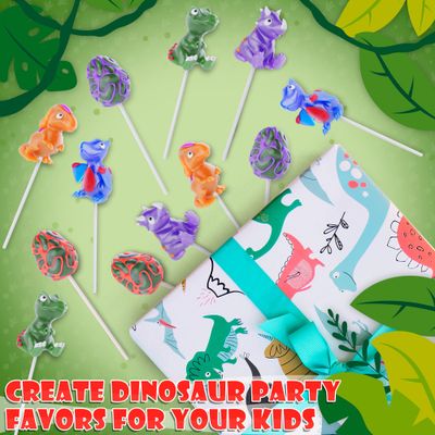 Dinosaur Lollipops 12pk- Dinosaur Candy For Dinosaur Party Favors - Dinosaur Suckers & Dino Candy - Dinosaur Shaped Candy For Dino Party Favors - Dinosaur Birthday Decorations - Dinosaur Snacks