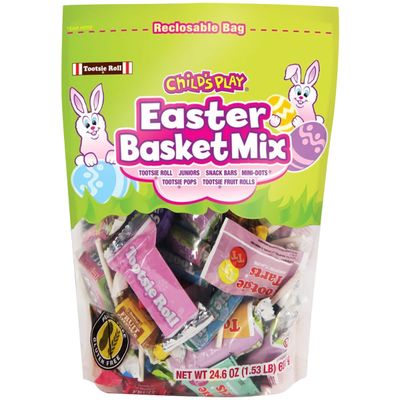Tootsie Roll Childs Play Easter Candy Bulk Individually Wrapped Easter Basket Mix for Kids - Tootsie Fruit Rolls Snack Bars for Easter Basket Stuffers, Party Favors &amp; Birthdays - Resealable Bag 24.6oz