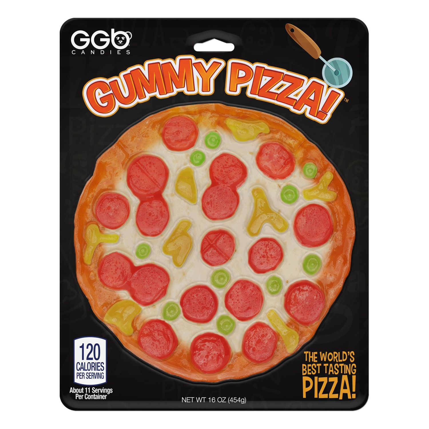 Giant Gummy Pizza - Five Fruity Flavors, Offered in Two Classic Styles for Ultimate Enjoyment, Directly from GGB Candies&#39; Culinary Creations (Round Pizza, 16 Ounce)