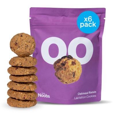 Love Noobs, Lactation Cookies for Breastfeeding, Lactation Snacks Help for Milk Supply Increase, On-the-Go Lactation Support, Breastfeeding Essentials, Raisin Flavor, 6x 3.5oz
