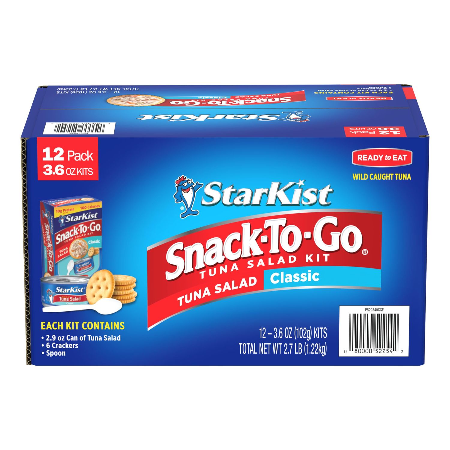 StarKist Snack-To-Go Ready to Eat Meals Tuna Salad Kit, 3.6 oz (12 Pack) Classic Tuna Salad with Crackers Kit.
