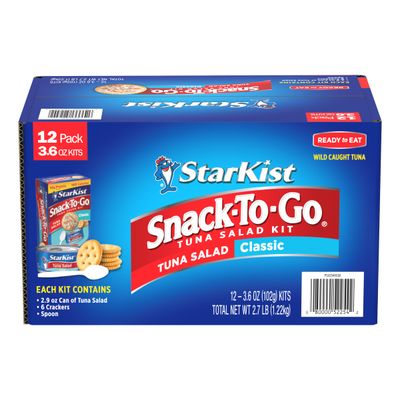 StarKist Snack-To-Go Ready to Eat Meals Tuna Salad Kit, 3.6 oz (12 Pack) Classic Tuna Salad with Crackers Kit.