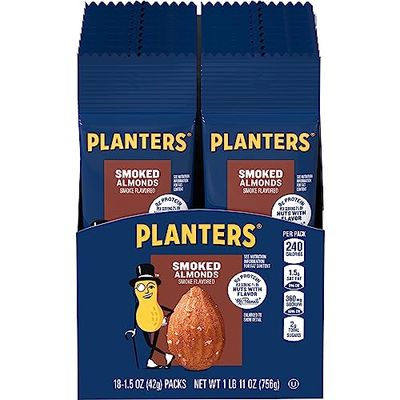 Planters Smoked &amp; Salted Almonds Single Serve (1.5oz Bags, Pack of 18)