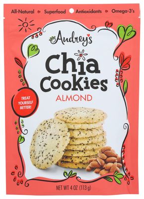 Audrey&#39;s Chia Cookies, Almond, All-Natural, Superfood, Antioxidants, Omega 3&#39;s, 4 Ounce (Pack of 6)