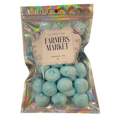 Farmers Market Freeze Dried Blue Raspberry Taffy - Airy Crunchy Snack, Perfect Daily Treat, Shareable Pack - Long Life Candy With Mylar Bag Packaging, Stays Fresh