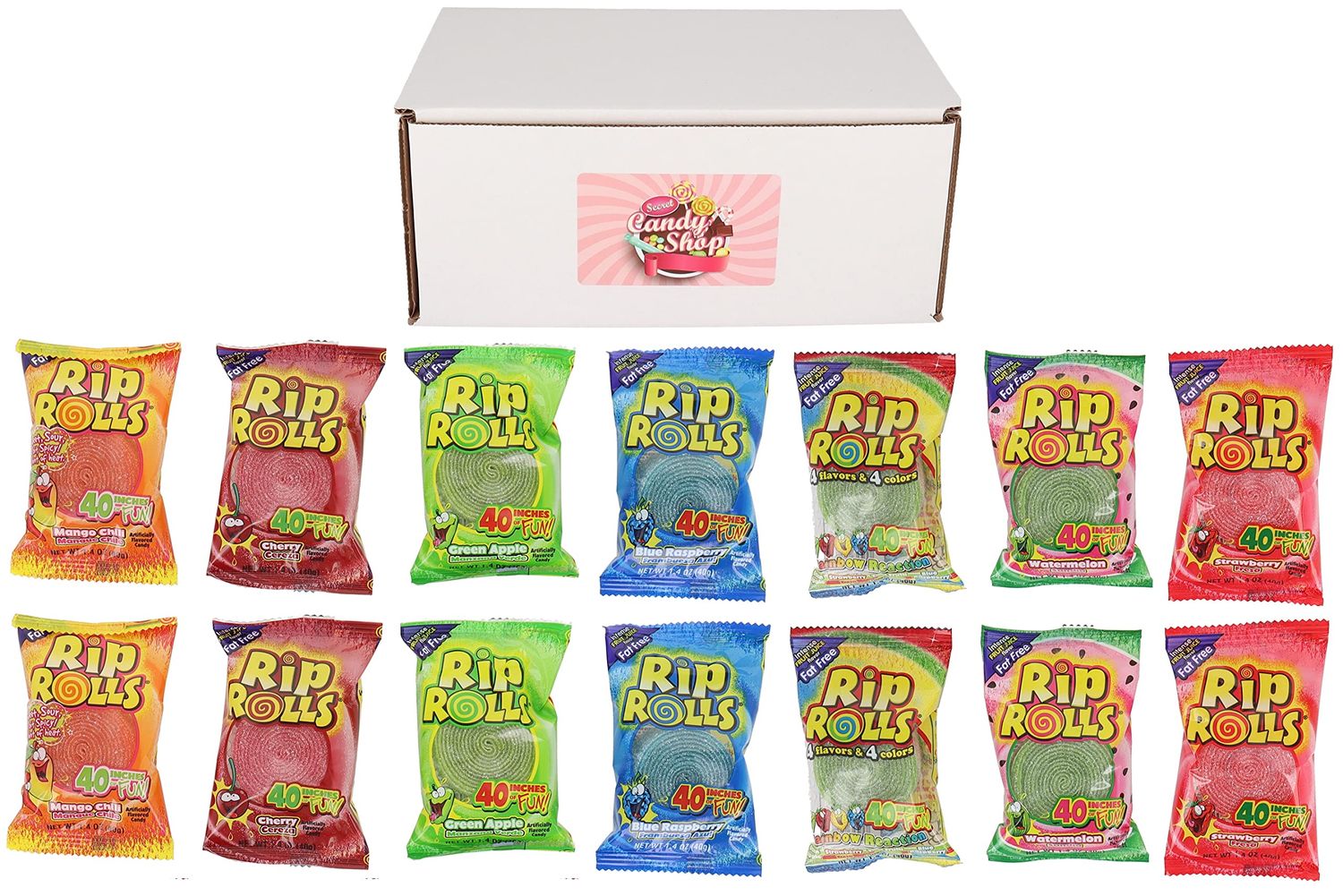 SECRET CANDY SHOP Rip Rolls Variety Pack of 7 Flavors (2 of each flavor, Total of 14)