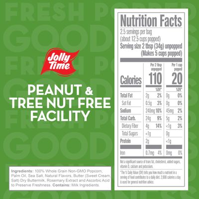 Jolly Time Healthy Pop Butter Flavor Popcorn, 3.2 Oz, 3 Ct