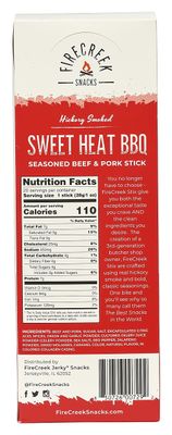 FireCreek Snacks Sweet Heat BBQ Beef Jerky Stick, Low Carb 1 ounce Meat Stick, 20 Count, Red