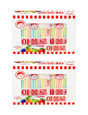 Pack of 2 Korean Snack Apollo Straw Candy (10g x 18 packs) - Assorted Flavor Korean Snack Old School Childhood