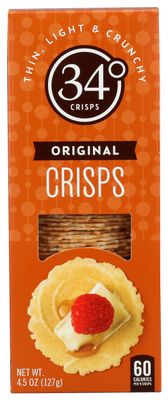 34 Degrees Natural Crispbread, Vegetarian, 4.5 Ounces (Pack Of 12)