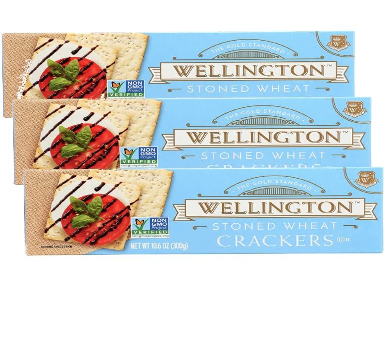 Wellington Stoned Wheat Crackers 10.6 oz (3 packs) Non GMO packaged by UpArrow Co.