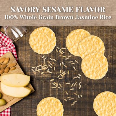 Edward &amp; Son's Unsalted Sesame Brown Rice Snaps - Rice Crackers Gluten Free, Whole Grain, Oven Baked, Low Fat, Non-GMO, USDA Organic - 3.5 Oz, 12 Pack