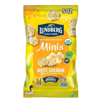 Lundberg Organic White Cheddar Rice Cake Minis, 5 Ounce, Gluten-Free, USDA Certified Organic, Non-GMO Verified, Whole Grain Brown Rice