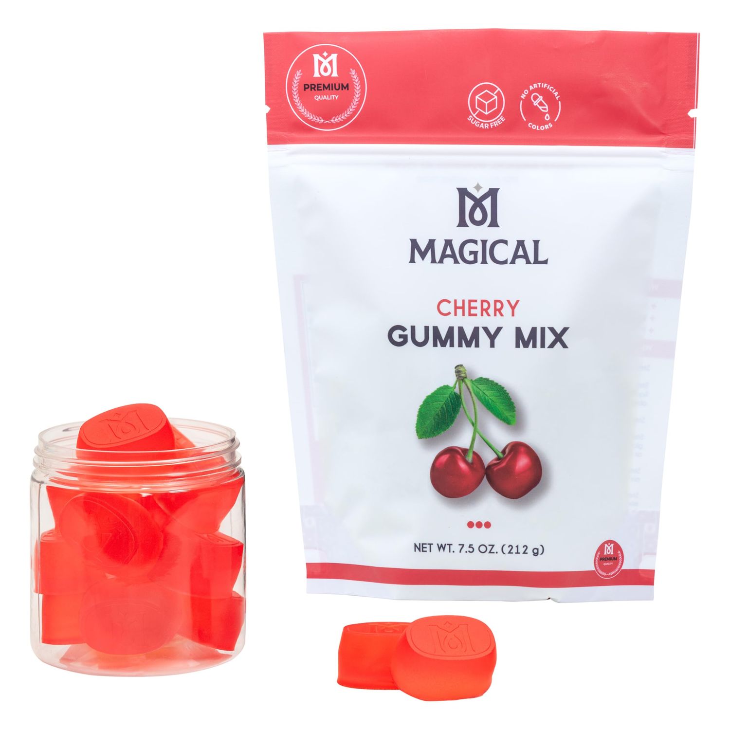 Organic Premium Cherry Gummy Mix - Low Calorie, Zero Sugar Snacks, Sugar-Free, Healthy Candy for Adults - Magical Butter