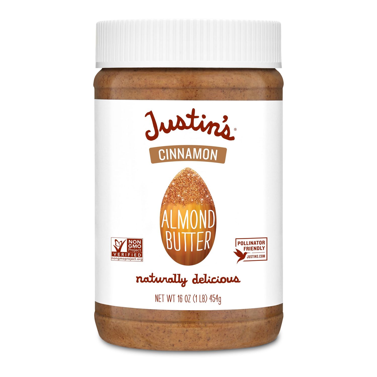 Justin&#39;s Cinnamon Almond Butter, No Stir, Gluten-free, Non-GMO, Responsibly Sourced, 16 Ounce Jar (6 Pack)