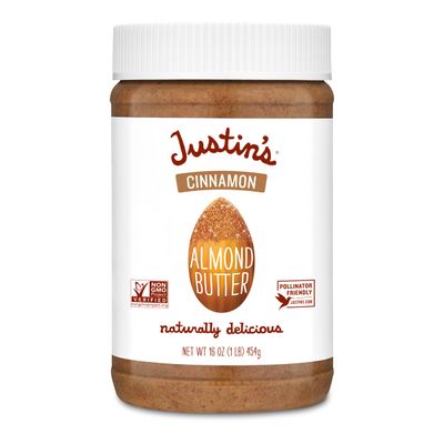 Justin&#39;s Cinnamon Almond Butter, No Stir, Gluten-free, Non-GMO, Responsibly Sourced, 16 Ounce Jar (6 Pack)