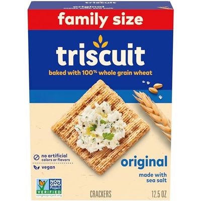 Triscuit Original Whole Grain Wheat Crackers, Vegan Crackers, Family Size, 12.5 oz