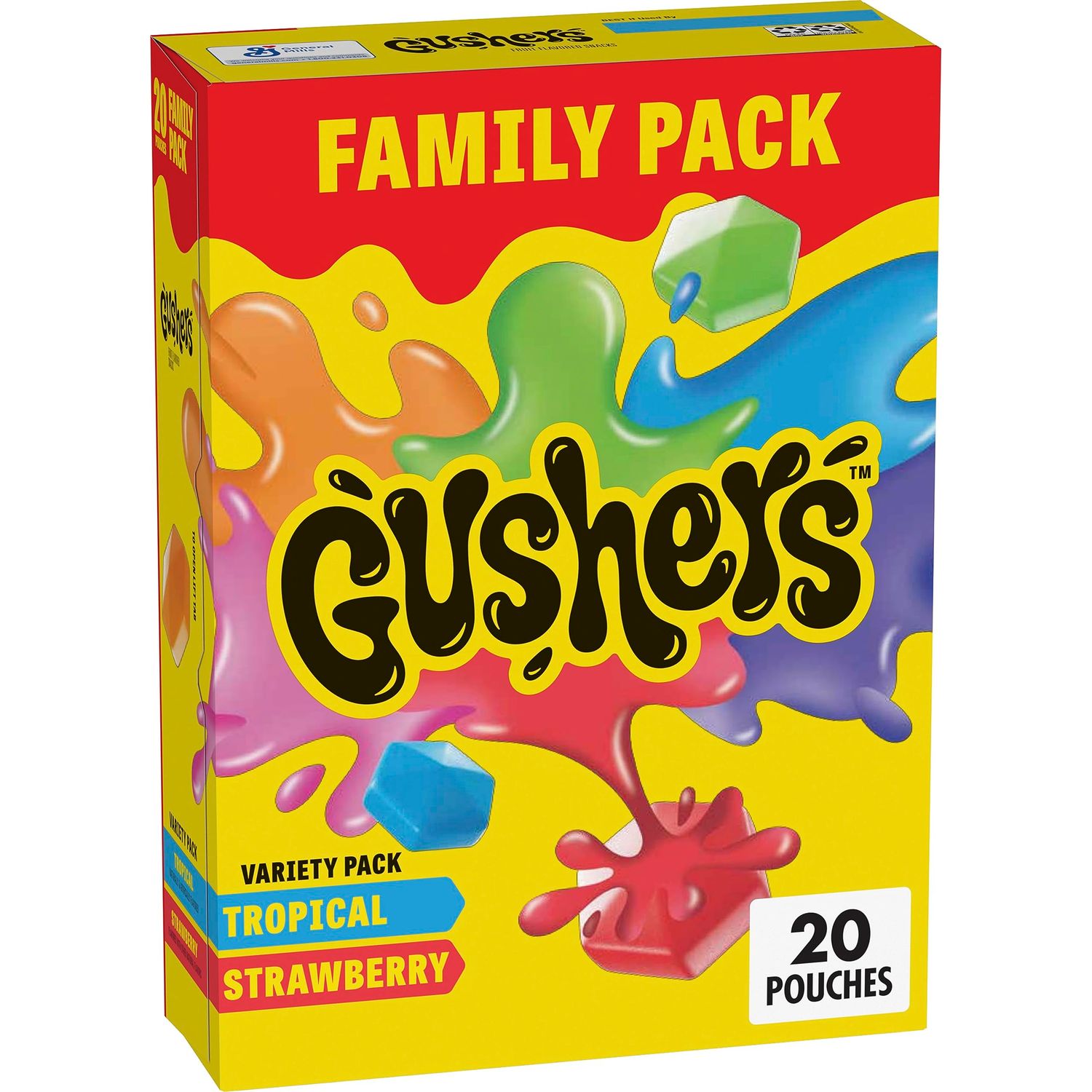 Gushers Fruit Flavored Snacks, Tropical and Strawberry Flavors, Family Pack, Stocking Stuffer, 20 Pouches, 16 oz