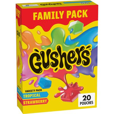 Gushers Fruit Flavored Snacks, Tropical and Strawberry Flavors, Family Pack, Stocking Stuffer, 20 Pouches, 16 oz