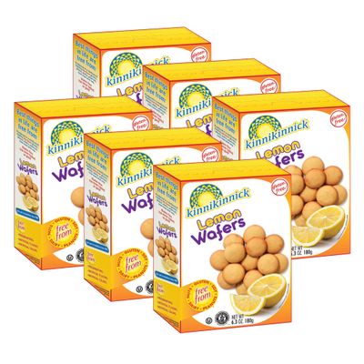 Kinnikinnick - Lemon Wafers - Gluten Free, Allergy Friendly Cookies - 6.3 oz. Boxes - 6 Pack
