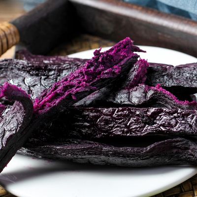 SXET Dried Purple Potatoes, Chewy Purple Sweet Potato Snacks, Soft and Waxy Purple Sweet Potatoes, No Added Sugar, 268g per Bag (about 8 pcs) (2 packs)