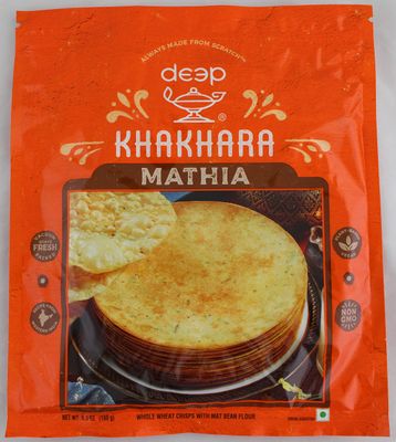 Deep Mathiya Khakhara - 6.3 oz | 100% Natural Ingredient | Thin &amp; Crispy | Traditional Gujrati Indian Ready to Eat Snacks | Tasteful &amp; Healthy | Hygienically Vacuum Packed | Serve with Tea &amp; Coffee