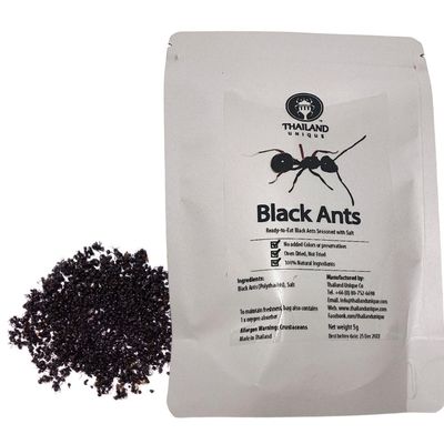 Thailand Unique Black Ants Salted - 5 Gram Bag of Dyhydrated Edible Insects for Humans, Healthy Superfood Bugs Wierd Unusual Snack Gift