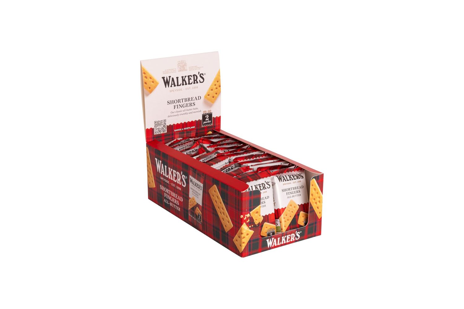Walkers All-Butter Shortbread Fingers - 2-Count Snack Packs (Pack of 24) - Authentic Shortbread Cookies from Scotland