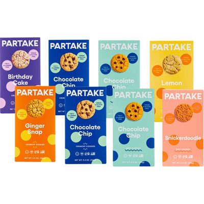 Gluten Free Soft Baked &amp; Crunchy Vegan Cookies by Partake - 8 Boxes | Vegan, Allergy Friendly | No Peanuts, Soy, Dairy, Tree Nuts | Safe School Snack for Kids | Contents May Vary